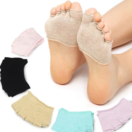 Women Invisible Non-slip Toe Socks Five Finger Socks(Light Green Open Toe)-garmade.com