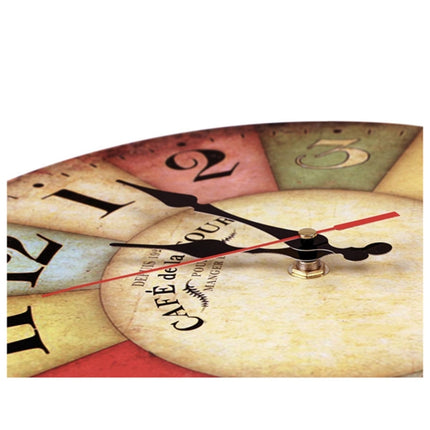 2 PCS Vintage Wooden MDF Hanging Clock Mute Quartz Clock Living Room Wall Clock(86)-garmade.com