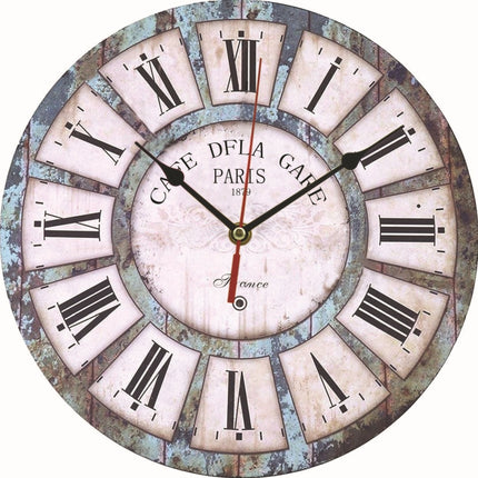 2 PCS Vintage Wooden MDF Hanging Clock Mute Quartz Clock Living Room Wall Clock(275)-garmade.com