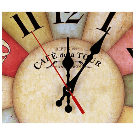 2 PCS Vintage Wooden MDF Hanging Clock Mute Quartz Clock Living Room Wall Clock(275)-garmade.com