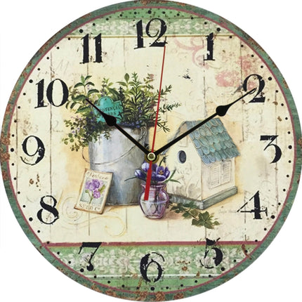 2 PCS Vintage Wooden MDF Hanging Clock Mute Quartz Clock Living Room Wall Clock(262)-garmade.com