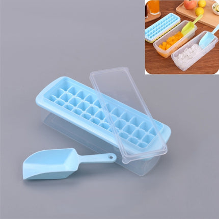 Creative 33 Grid DIY Ice Cube Box Plastic Homemade Ice Cube Mould with Cover & Shovel(Blue)-garmade.com