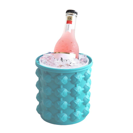 Outdoor Round Ice Bucket Bar with Lid Double Champagne Red Wine Beer Barrel, Size:S(Light Blue)-garmade.com