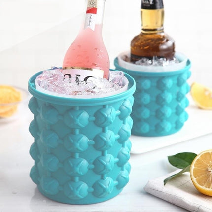 Outdoor Round Ice Bucket Bar with Lid Double Champagne Red Wine Beer Barrel, Size:S(Light Blue)-garmade.com