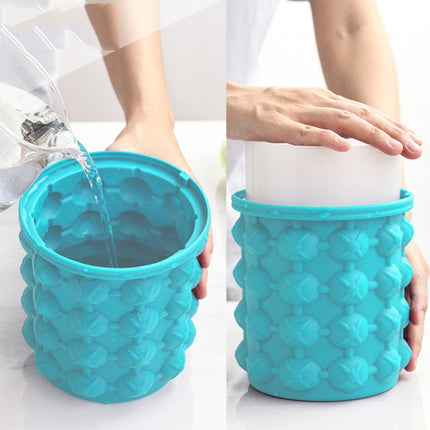 Outdoor Round Ice Bucket Bar with Lid Double Champagne Red Wine Beer Barrel, Size:L(Light Blue)-garmade.com