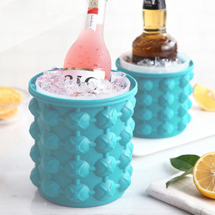 Outdoor Round Ice Bucket Bar with Lid Double Champagne Red Wine Beer Barrel, Size:L(Light Blue)-garmade.com