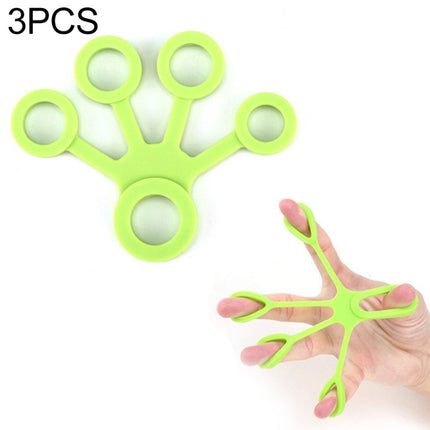 3 PCS Finger Trainer Silicone Finger Tensioner Five Finger Tension Ring(Light Green (6.6LB))-garmade.com