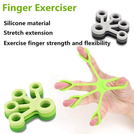 3 PCS Finger Trainer Silicone Finger Tensioner Five Finger Tension Ring(Light Green (6.6LB))-garmade.com