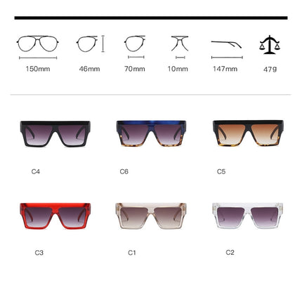 Women Oversized Square Frame Sunglasses Gradient Shades Sun Glasses(C6)-garmade.com