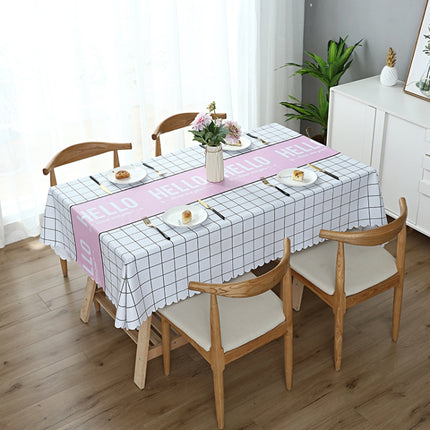 Printinging Coffee Dining Table Cloth PVC Waterproof Oilproof Anti-scalding Tablecloth, Size:120x120cm Square Table(Hello Pink)-garmade.com