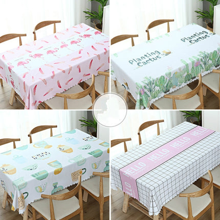 Printinging Coffee Dining Table Cloth PVC Waterproof Oilproof Anti-scalding Tablecloth, Size:120x120cm Square Table(Hello Pink)-garmade.com