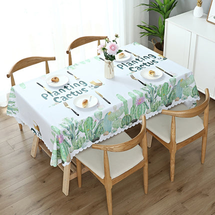 Printinging Coffee Dining Table Cloth PVC Waterproof Oilproof Anti-scalding Tablecloth, Size:120x120cm Square Table(Cactus)-garmade.com