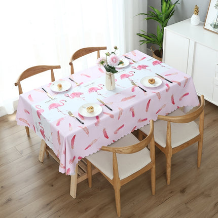 Printinging Coffee Dining Table Cloth PVC Waterproof Oilproof Anti-scalding Tablecloth, Size:140x140cm Square Table(Flamingo)-garmade.com