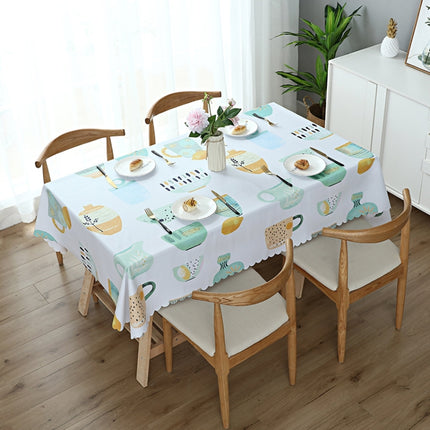 Printinging Coffee Dining Table Cloth PVC Waterproof Oilproof Anti-scalding Tablecloth, Size:120x180cm Dining Table(Cup)-garmade.com