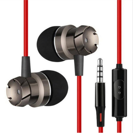 3.5mm Wired Headphones Handsfree Headset In Ear Earphone Earbuds with Mic for Xiaomi Phone MP3 Player Laptop(Red Grey)-garmade.com