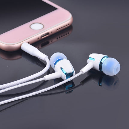 3.5mm Wired Earphone Earbuds Stereo Sound Metal Bass Headset with Mic for Smart Phone(Blue)-garmade.com