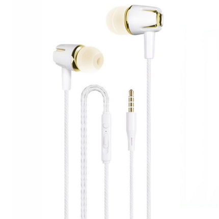3.5mm Wired Earphone Earbuds Stereo Sound Metal Bass Headset with Mic for Smart Phone(Gold)-garmade.com