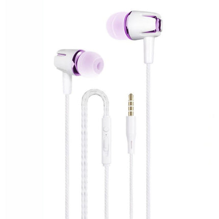 3.5mm Wired Earphone Earbuds Stereo Sound Metal Bass Headset with Mic for Smart Phone(Rose red)-garmade.com