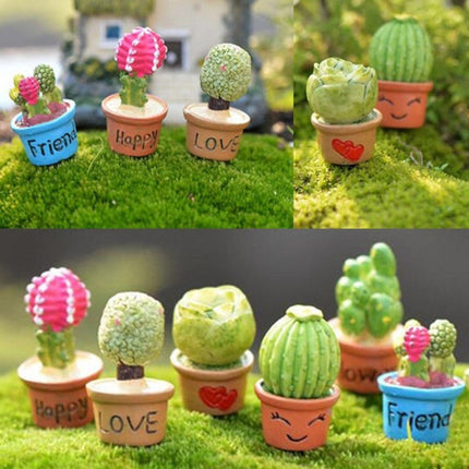 10 PCS Mini Cute Potted Artificial Plant Flower Miniature Doll House Decoration Accessories(Blue)-garmade.com