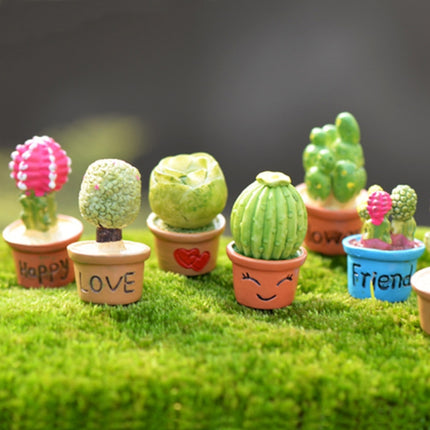 10 PCS Mini Cute Potted Artificial Plant Flower Miniature Doll House Decoration Accessories(Love)-garmade.com