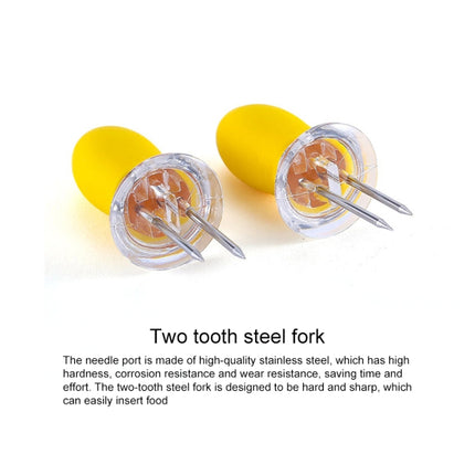 5 Pairs Outdoor BBQ Stainless Steel Corn Fork Fruit Fork Corn Device(Orange)-garmade.com