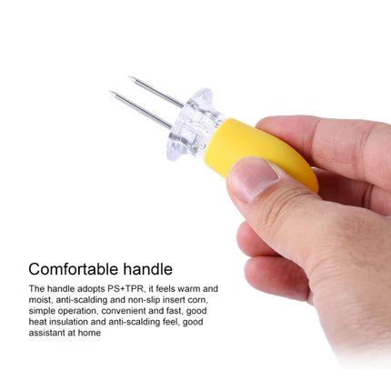 5 Pairs Outdoor BBQ Stainless Steel Corn Fork Fruit Fork Corn Device(Yellow)-garmade.com