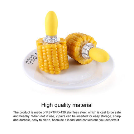 5 Pairs Outdoor BBQ Stainless Steel Corn Fork Fruit Fork Corn Device(Yellow)-garmade.com