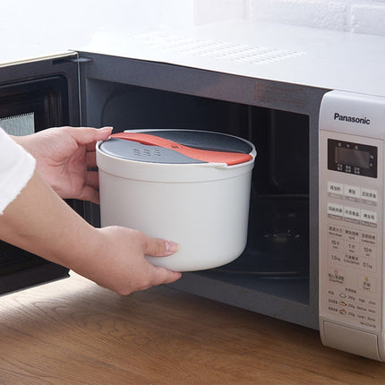 Kitchenware Microwave Oven Utensils Rrice Cooker Heating Steamer Pot Steamed Rice Box(Bright Orange)-garmade.com