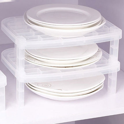 Tableware Dish Stacking Drain Rack Translucent Plastic Kitchen Storage Rack-garmade.com