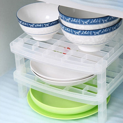 Tableware Dish Stacking Drain Rack Translucent Plastic Kitchen Storage Rack-garmade.com
