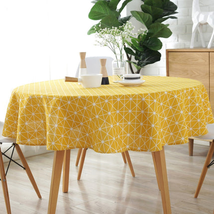 Polyester Cotton Round Tablecloth Dust-proof Cotton and Linen Printing Tablecloth, Diameter:100cm(Yellow Rice)-garmade.com
