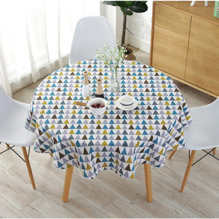 Polyester Cotton Round Tablecloth Dust-proof Cotton and Linen Printing Tablecloth, Diameter:100cm(Color Triangl)-garmade.com