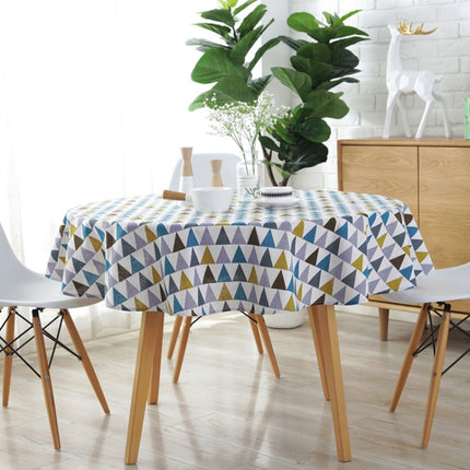 Polyester Cotton Round Tablecloth Dust-proof Cotton and Linen Printing Tablecloth, Diameter:100cm(Color Triangl)-garmade.com