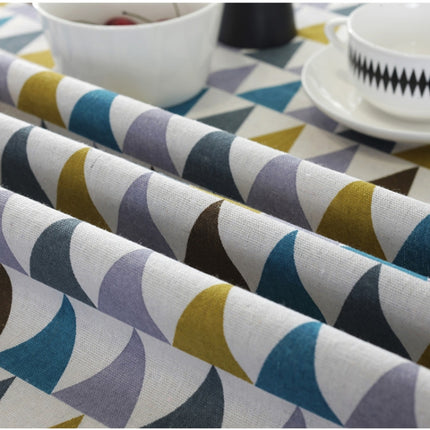 Polyester Cotton Round Tablecloth Dust-proof Cotton and Linen Printing Tablecloth, Diameter:100cm(Color Triangl)-garmade.com