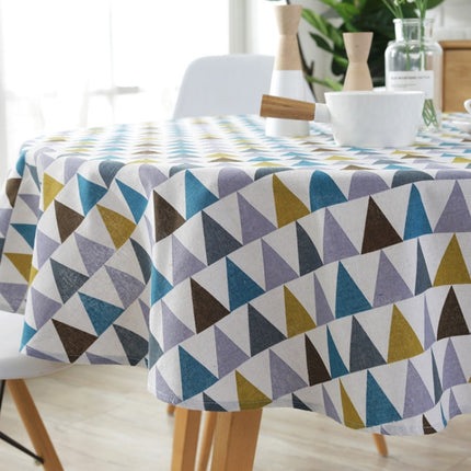 Polyester Cotton Round Tablecloth Dust-proof Cotton and Linen Printing Tablecloth, Diameter:150cm(Color Triangl)-garmade.com