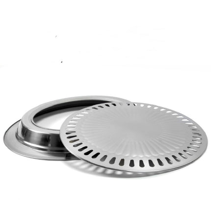 Portable Round Multifunctional Stainless Steel Outdoor Barbecue Tray, Specification:30 × 30 × 2.8 cm-garmade.com