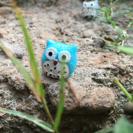 10 PCS Owl Mini Micro Landscape Decoration Resin Crafts DIY Landscape Ornaments(Lake Blue)-garmade.com