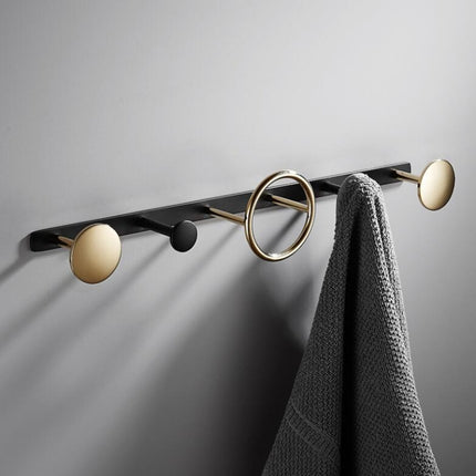 Coat Rack Wall-mounted Towel Rack Simple Hanger Coat Hook(Brass + Black)-garmade.com