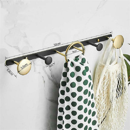 Coat Rack Wall-mounted Towel Rack Simple Hanger Coat Hook(Brass + Black)-garmade.com