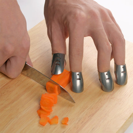4 PCS / Set Adjustable Stainless Steel Finger Hand Guard Finger Protector Knife Slice Chop Safe Cooking Tools-garmade.com