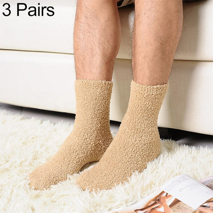 3 Pairs Winter Warm Comfortable Cashmere Socks for Men and Women(Khaki)-garmade.com