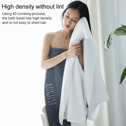 Month Embroidery Soft Absorbent Increase Thickened Adult Cotton Bath Towel, Pattern:February(Gray)-garmade.com