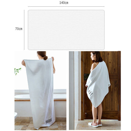 Month Embroidery Soft Absorbent Increase Thickened Adult Cotton Bath Towel, Pattern:July(White)-garmade.com