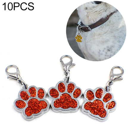 10 PCS Enamel Cat Dog Bear Paw Prints Key Chain Jewelry Making(Red)-garmade.com