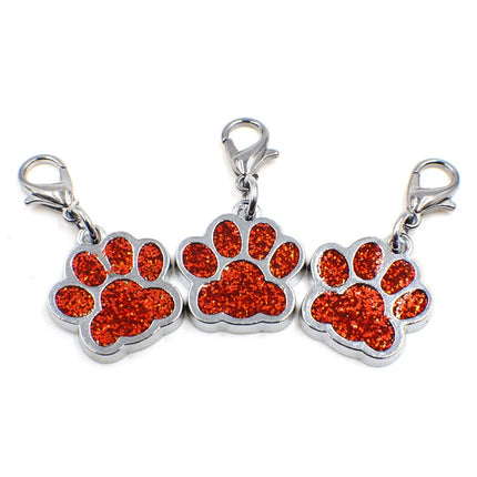 10 PCS Enamel Cat Dog Bear Paw Prints Key Chain Jewelry Making(Red)-garmade.com