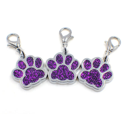 10 PCS Enamel Cat Dog Bear Paw Prints Key Chain Jewelry Making(Dark Purple)-garmade.com