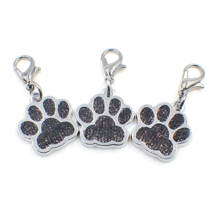 10 PCS Enamel Cat Dog Bear Paw Prints Key Chain Jewelry Making(Black)-garmade.com