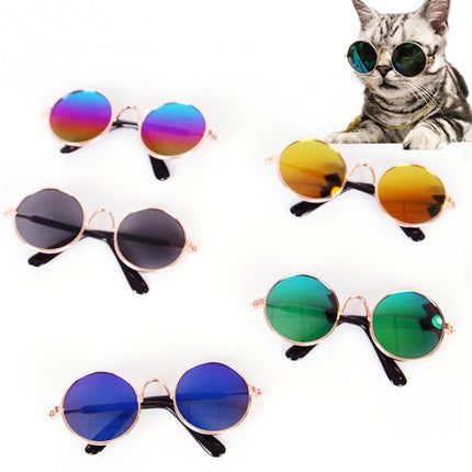 Multicolored Eye-wear Pet Cat Dog Fashion Sunglasses UV Sun Glasses Eye Protection(Green Reflective)-garmade.com