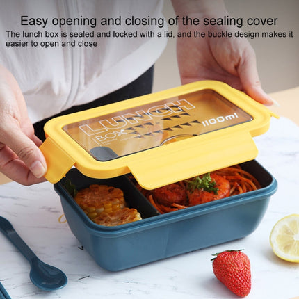 Student Sealed Multi-division Lunch Box Wheat Straw Bento Box Microwave Oven Plastic Fresh-keeping Box(Matcha Green)-garmade.com