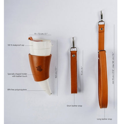 Croissant Cup Coffee Cup Stainless Steel Vacuum Flask with Rope(White)-garmade.com